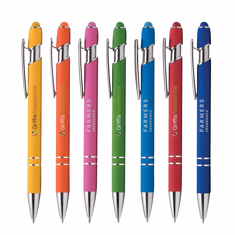 Bright Soft Touch Aluminum Ballpoint Stylus Pen