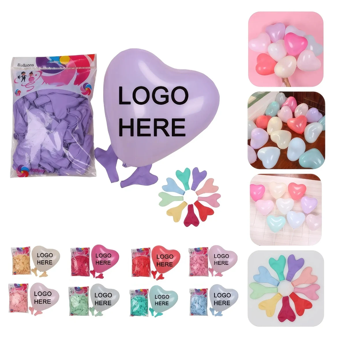 Wedding Party 10" Latex Heart Shape Balloon - 100pcs Set 1