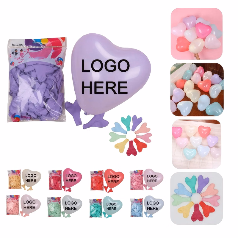 Wedding Party 10" Latex Heart Shape Balloon - 100pcs Set
