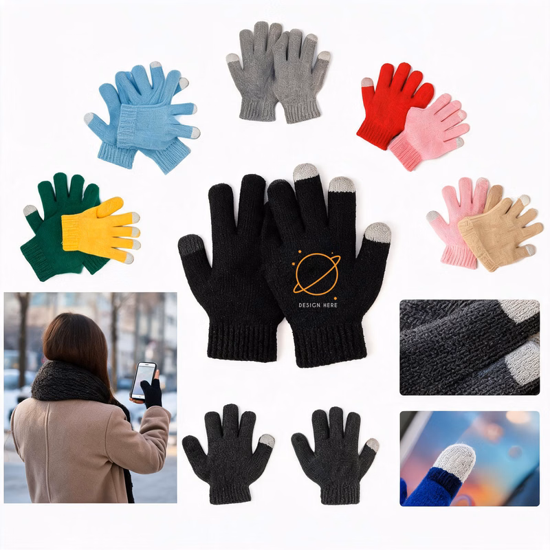 Custom Logo Touchscreen Knit Gloves