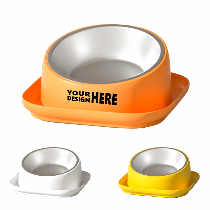 Tilted Anti-Spill Stainless Steel Pet Bowl
