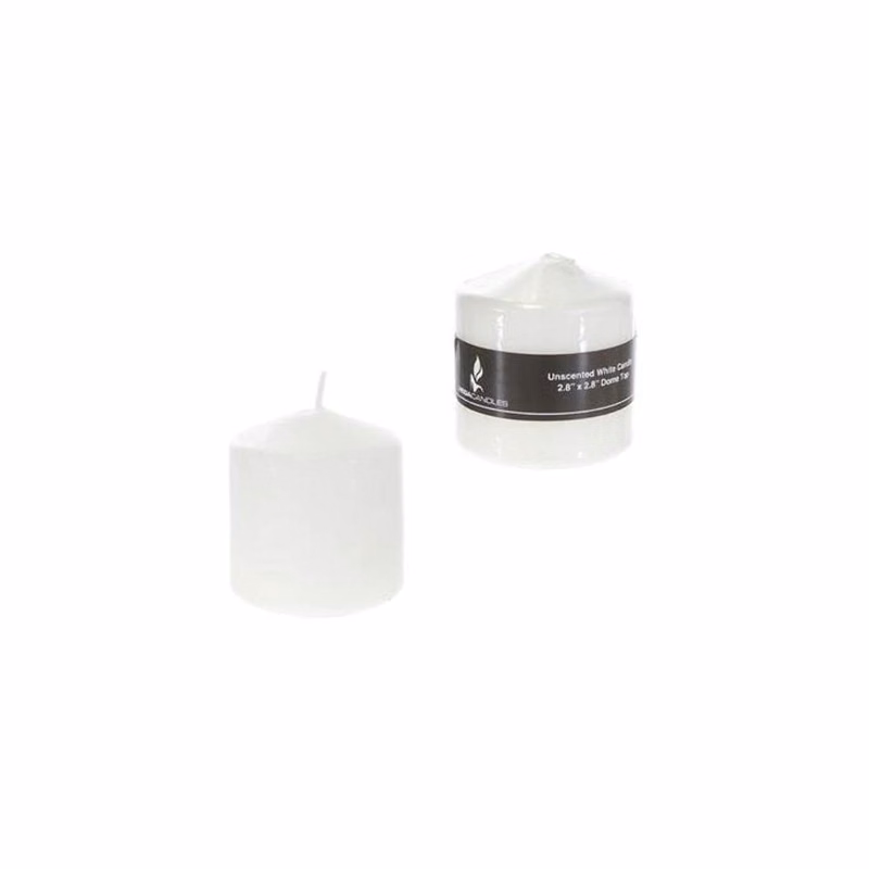 3" Domed Top Candles - White Unscented