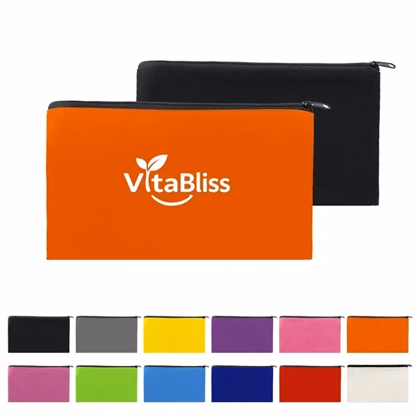 Custom 8.2 x 6 Inch Flat Canvas Cosmetic Bag with Zipper — Travel Essential