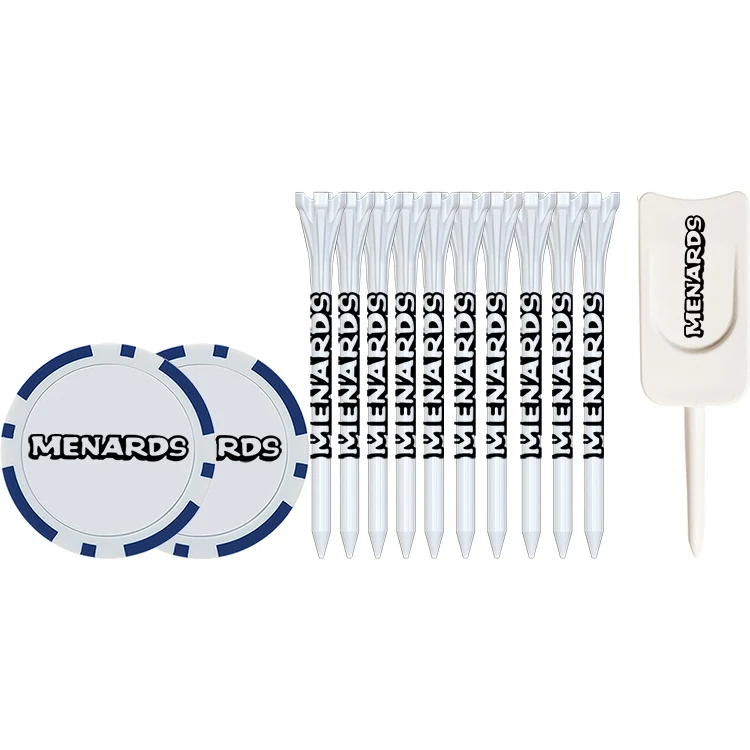10 Flytee Tees 2-3/4", 2 Poker Chips, Single Prong Plastic Divot Tool 1