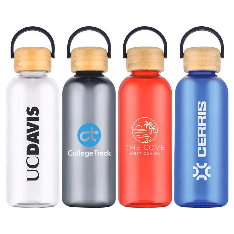 Traveler 21 oz. RPET Plastic Bottle w/ Bamboo Lid