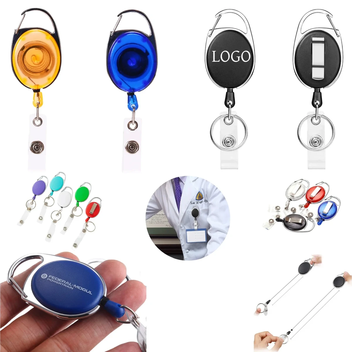 2-In-1 Retractable Badge Hanging Keychain with Clip 1