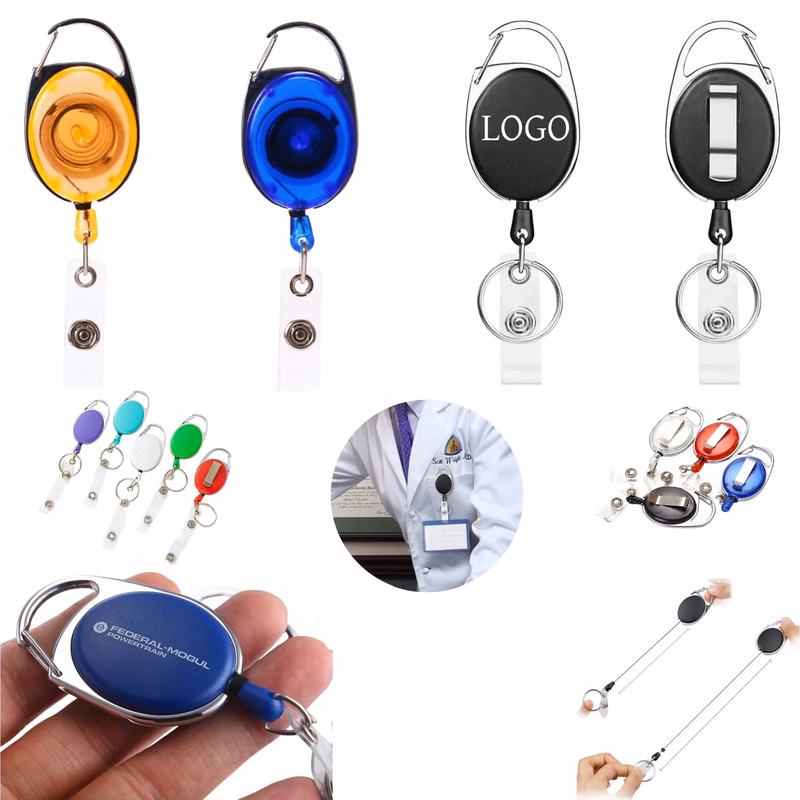 2-In-1 Retractable Badge Hanging Keychain with Clip
