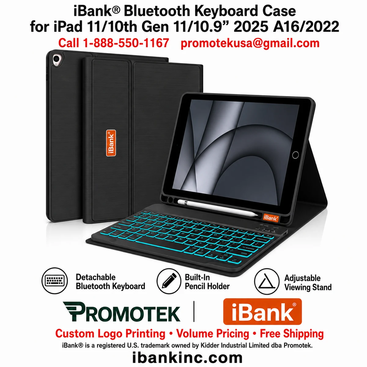 iBank ® Detachable Bluetooth Slim Wireless Keyboard and Soft Back Cover Tablet Case 1