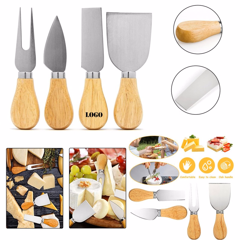 4 Pieces Cheese Knives Tool Set with Wood Handle