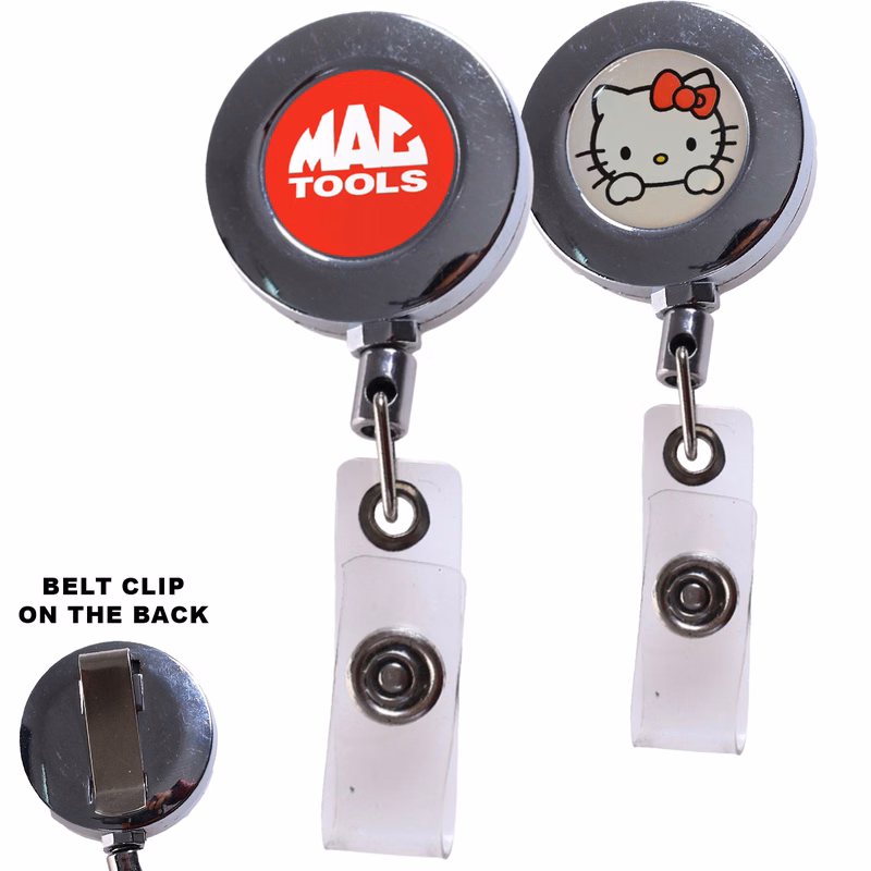 Zinc Alloy Round Badge Reel Holder w/ Belt Clip