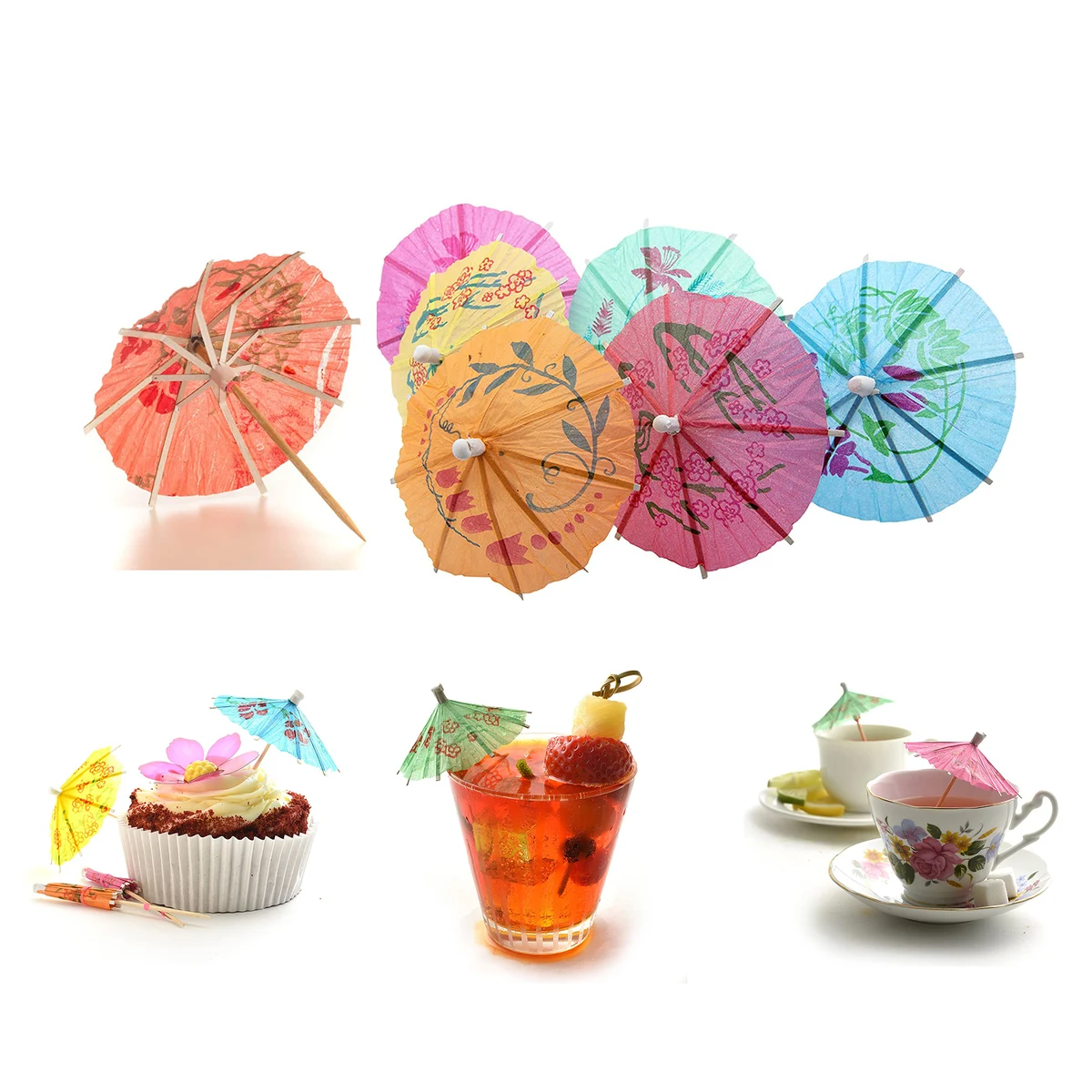 4 inch Custom Label Paper Cocktail Toothpick Umbrellas 1