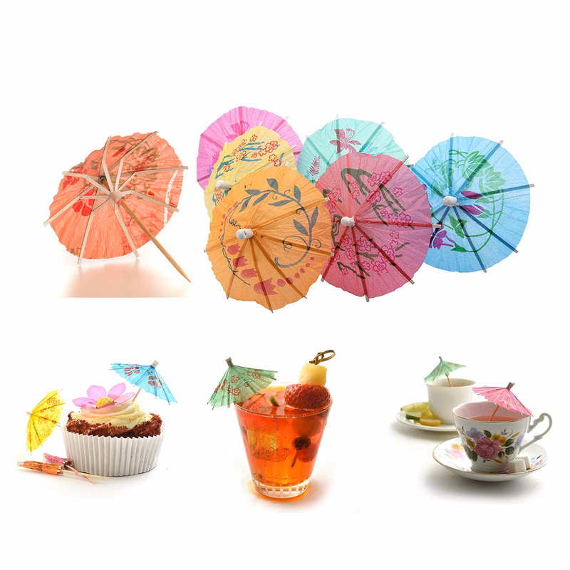 4 inch Custom Label Paper Cocktail Toothpick Umbrellas