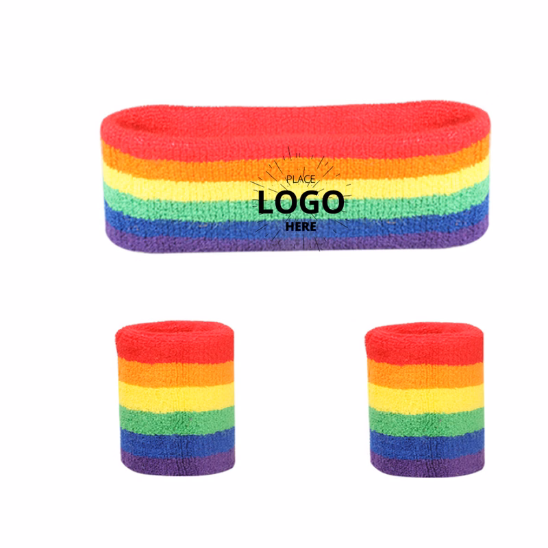 Rainbow Pride Wristband Headband Set