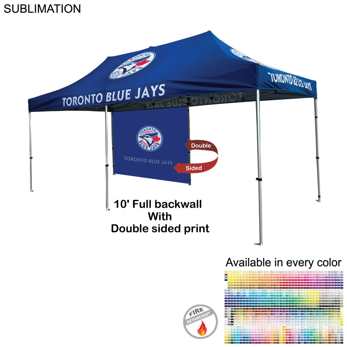 10' Back Wall for 10x20 Tent Kit, Sublimated, Double Sided Print 1