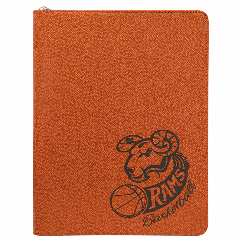 9 1/2" x 12" Basketball w/ Zipper Leatherette Portfolio with Notepad