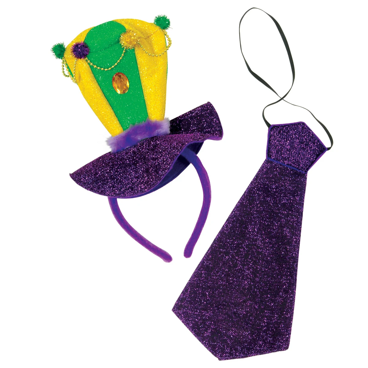 Mardi Gras Headband & Necktie Set 1