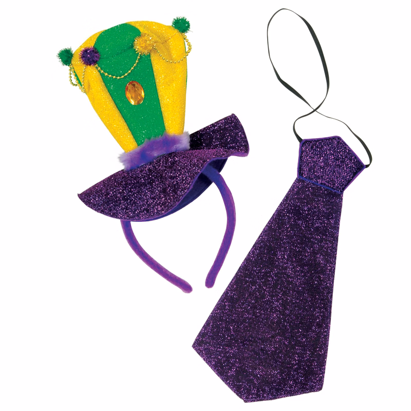 Mardi Gras Headband & Necktie Set