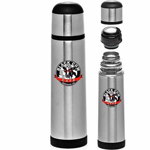 25 oz Black Band Stainless Steel Vacuum Flask