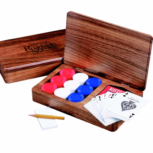 Wood Poker Player's Box, 9 x 5 1/2 x 1 3/4"