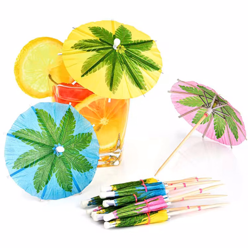 Customizable Drink Umbrella Picks - 4"
