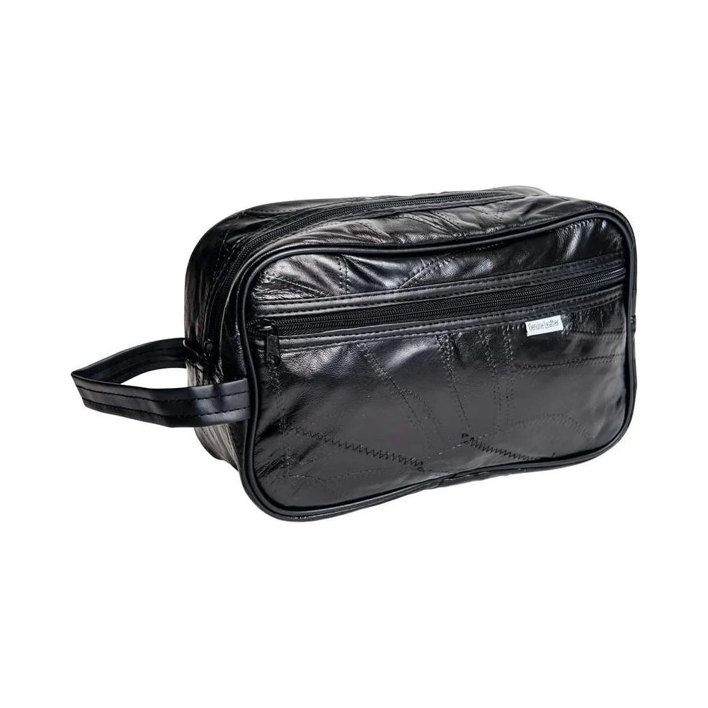 Travel Bags - 11" Black Genuine Leather 1