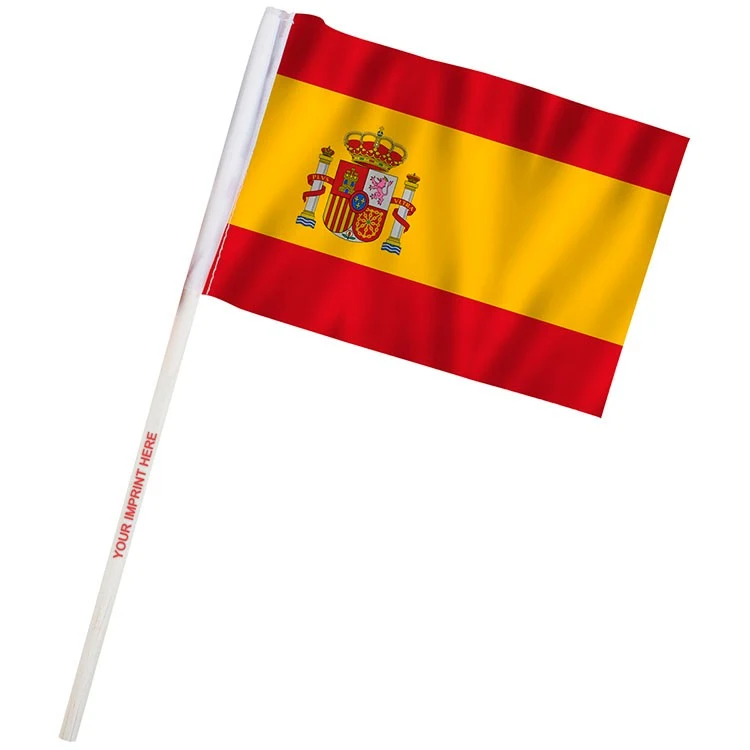 4" x 6" Spain Imprinted Staff Polyester Stick Flags 1