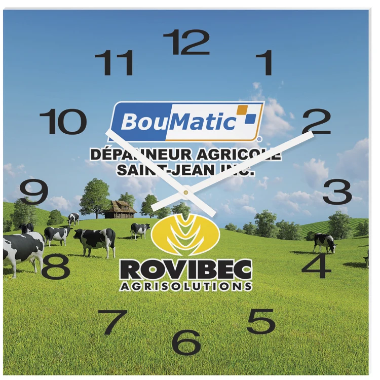 White Acrylic Square Clock (11 3/4"x 11 3/4") Full Colour Imprint 1