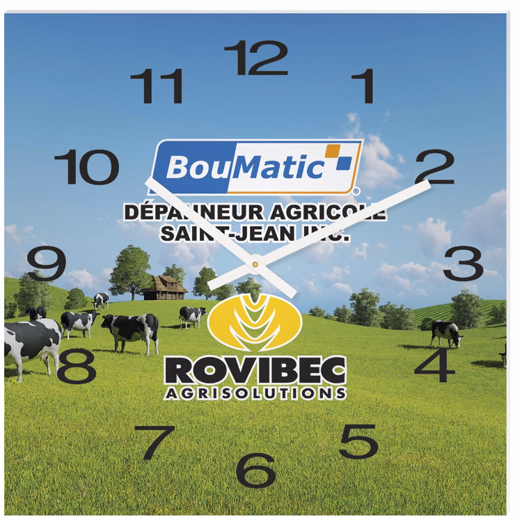White Acrylic Square Clock (11 3/4"x 11 3/4") Full Colour Imprint