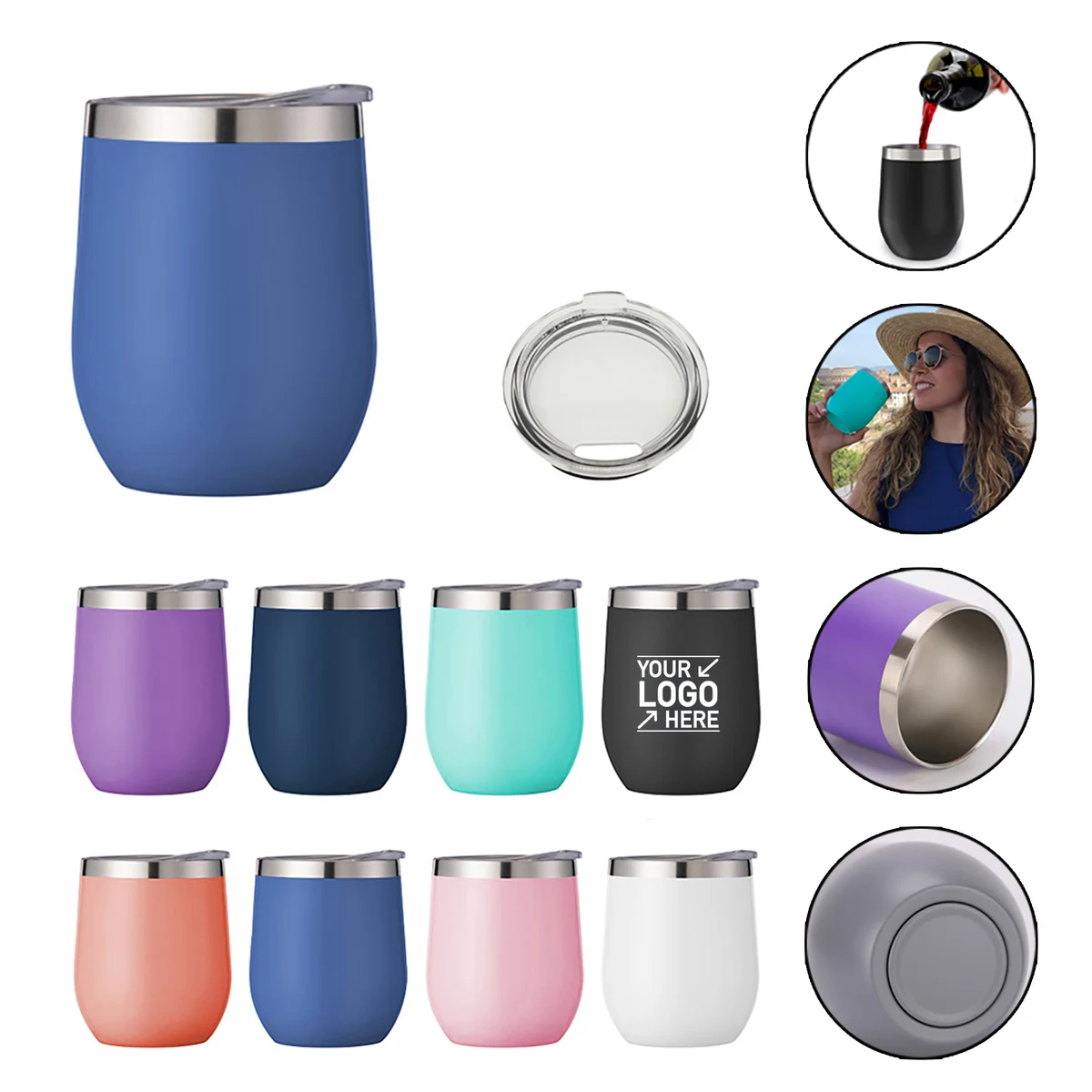 12 oz. Double Walled Stainless Steel Vacuum Wine Cup 1