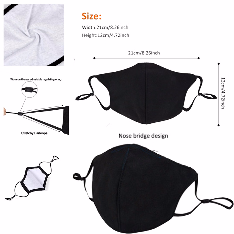 Black Mouth Mask Anti Dust Face Covers Funny Pattern Cotton Mask