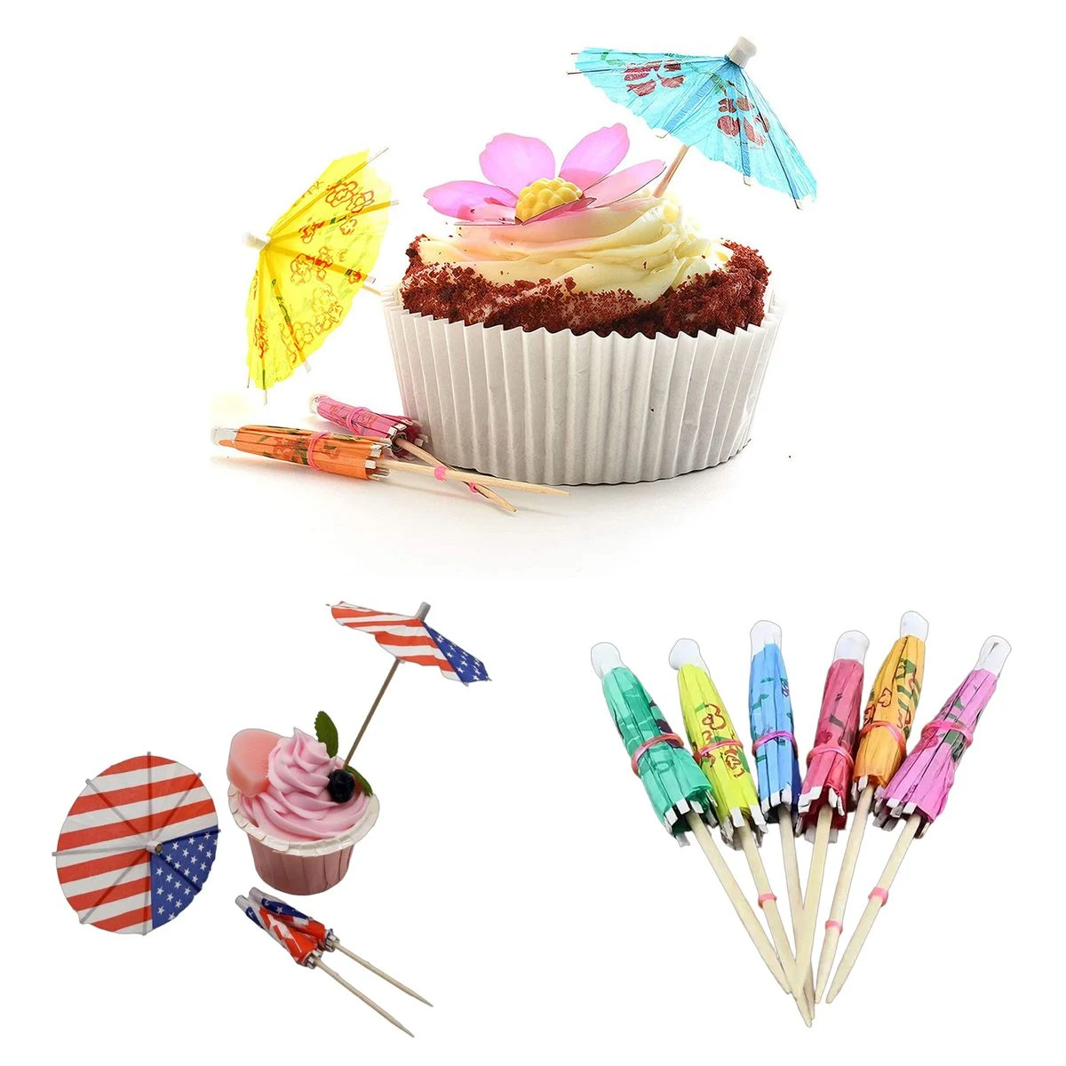 Mini Bamboo Parasol Drink Food Garnish Stick 1