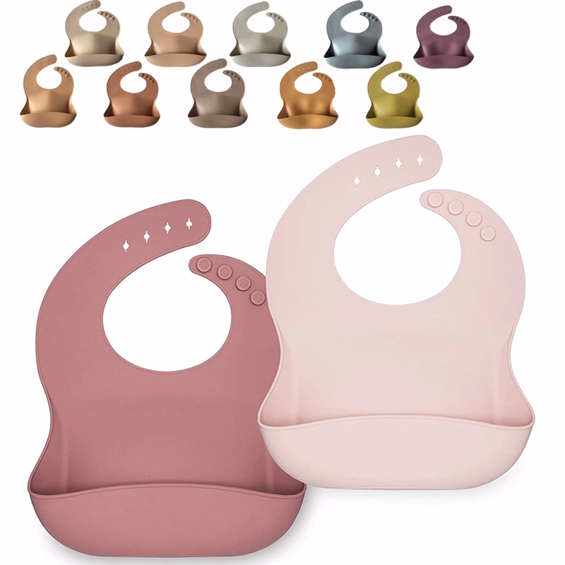 Silicone Waterproof Baby Bibs with Pocket