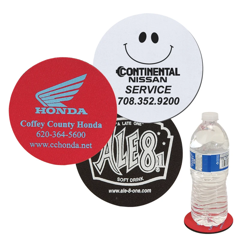 Round Soft Rubber & Jersey Skid Resistant Neoprene Coaster 1