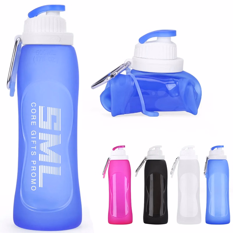 17oz Portable Collapsible Silicone Travel Sport Water Bottle