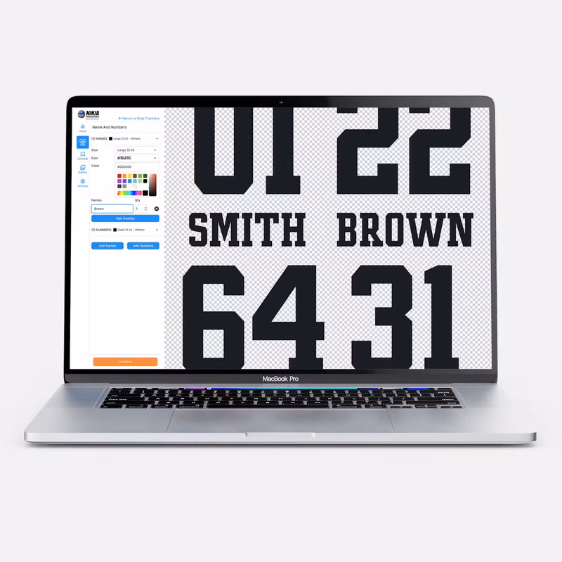 Names & Numbers DTF Transfers