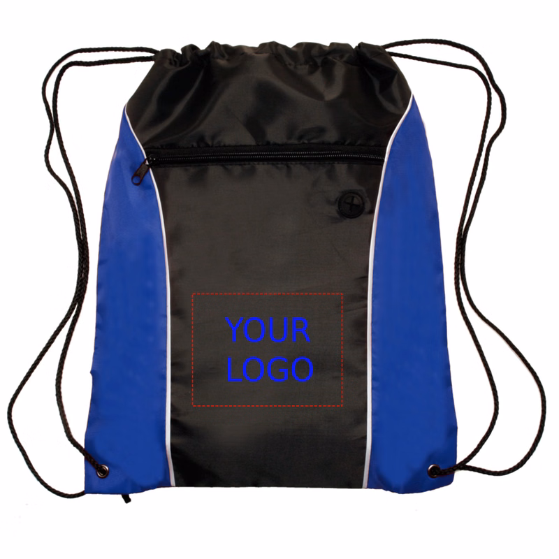 Two Tone Drawstring Backpack with Earphone Eyelet