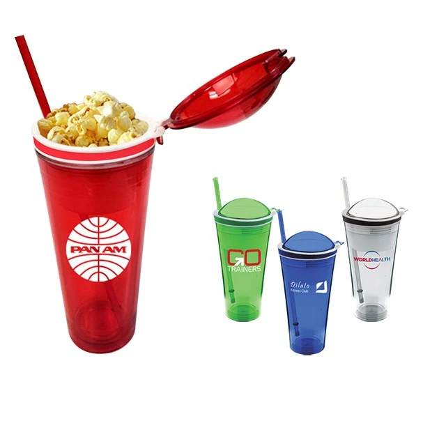 22 Oz. Snack Grabber Acrylic Tumbler Cup w/Snack Lid 1