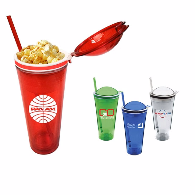 22 Oz. Snack Grabber Acrylic Tumbler Cup w/Snack Lid