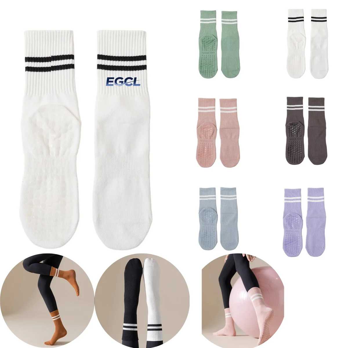 Cotton non-slip silicone indoor sports socks 1