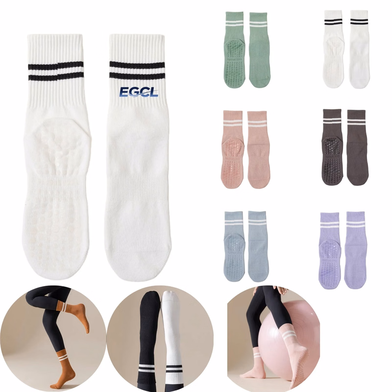 Cotton non-slip silicone indoor sports socks