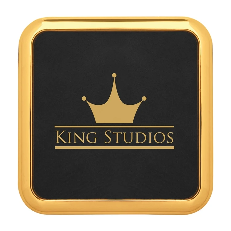 3 5/8" Leatherette Coaster with Gold Trim (Single Coaster) 1