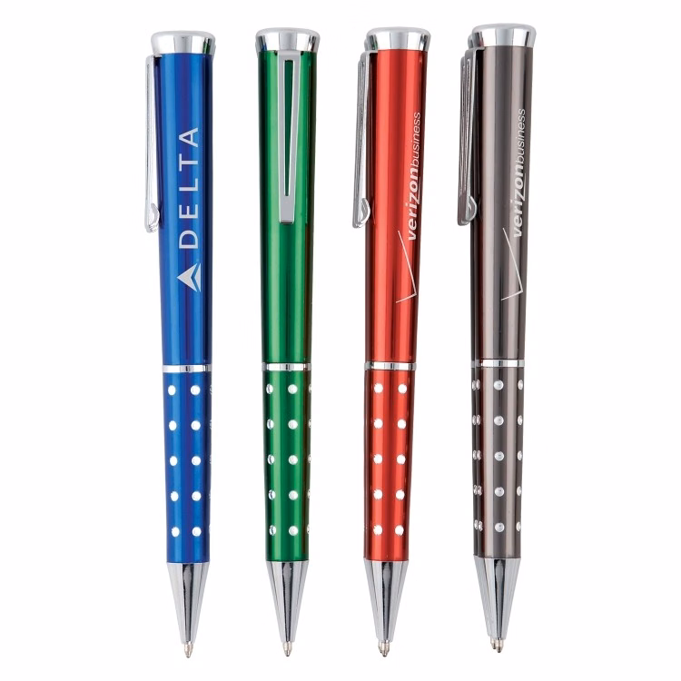 Bling Metal Twist Action Ballpoint Pen w/ Chrome Accent