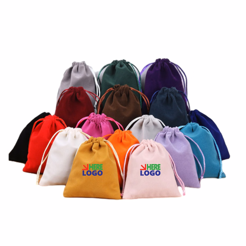 Customizable Multi-Color Drawstring Plush Cloth Bag