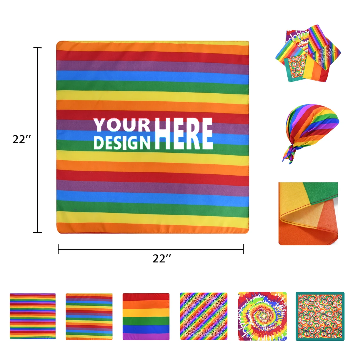 Rainbow Pride Stripes Bandanna 1