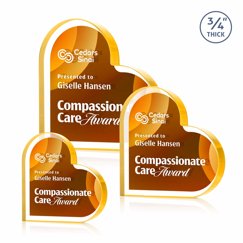 Davina Heart VividPrint™ Double Sided Award - Gold