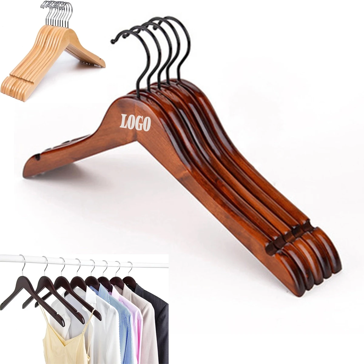 Solid Wood Shirt Dress Hangers 1