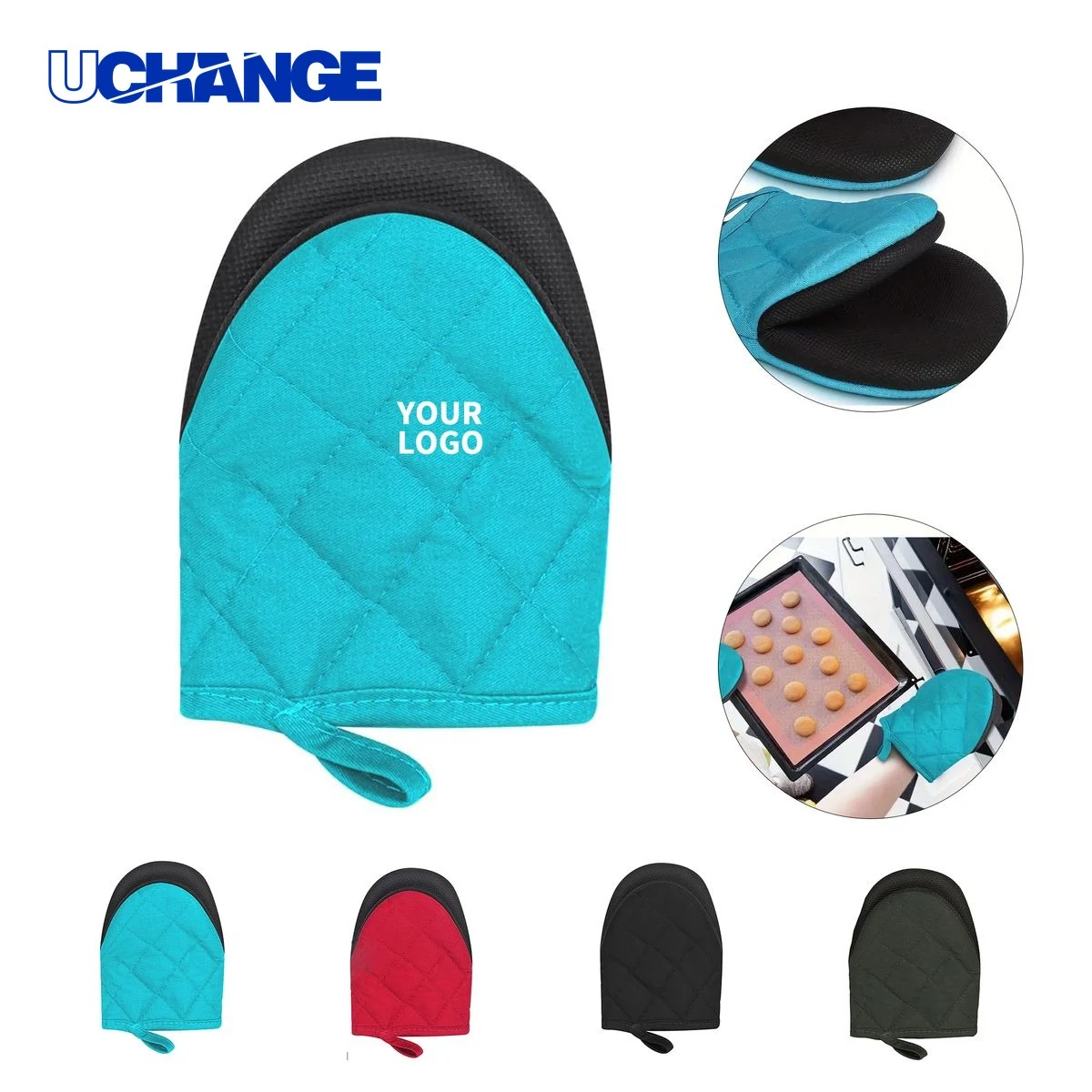 Kitchen Oven Gloves with Honeycomb Texture Grip One Pair 1
