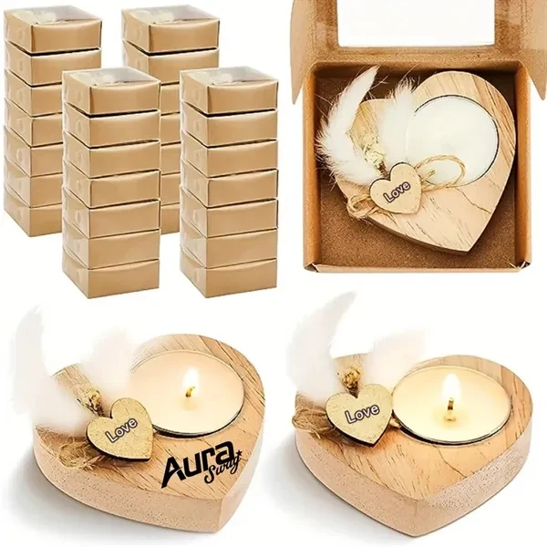 Custom Wooden Heart Candle Holder with Tealight — Eco Gifting Keepsake 1