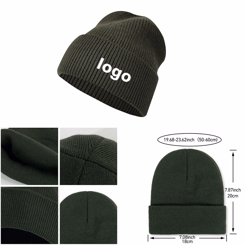 Embroidered Knit Rolled Cold Hat