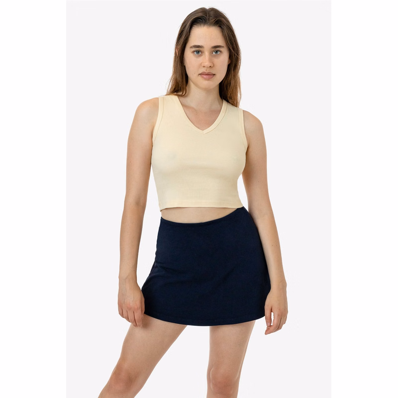 BABY RIB SLEEVELESS V-NECK CROP TANK